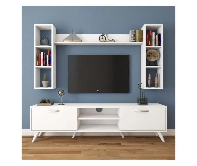 PureVision White TV Console - Groovy Wood