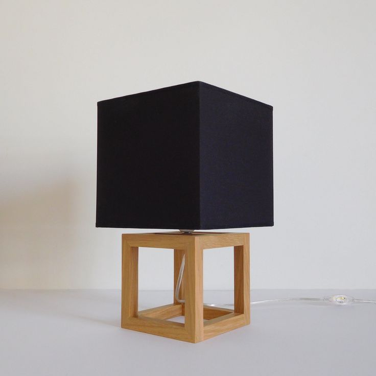 Ember - Square Table Designer Lamp with Black Shade - Groovy Wood