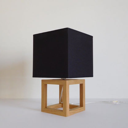 Ember - Square Table Designer Lamp with Black Shade - Groovy Wood
