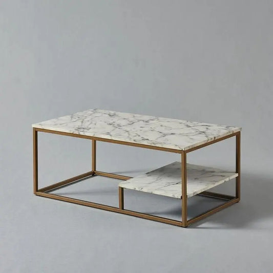 MarbleGold Two - Tier Center Table - Groovy Wood